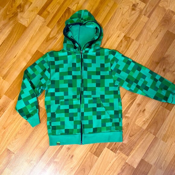 Kids Mad Engine Green Pixelated Minecraft Creeper Hoodie - Picture 9 of 10